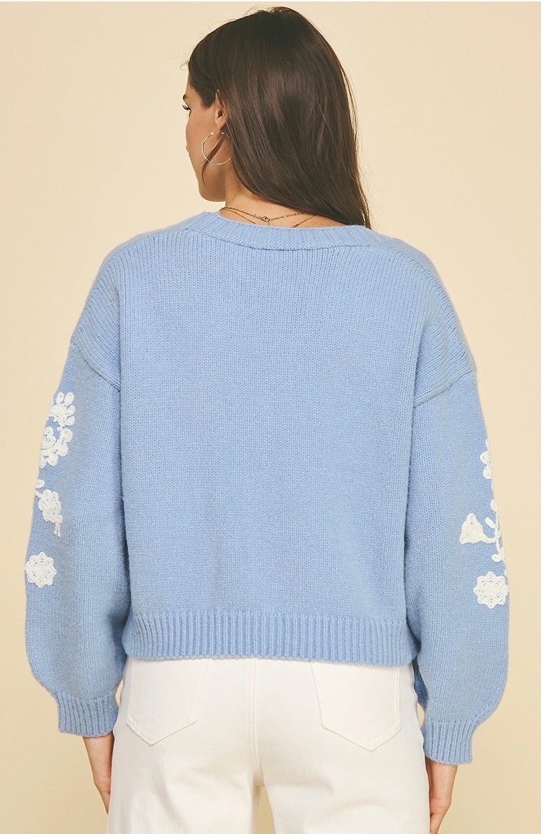 6963w FLORAL EMBROIDERED CARDIGAN