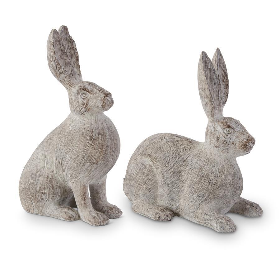 17169AAssorted Gray Resin Textured Rabbits (2 Styles)