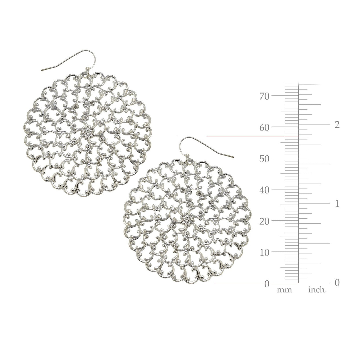 1842S HANDCAST SILVER & LARGE ROUND FILIGREE EARRING