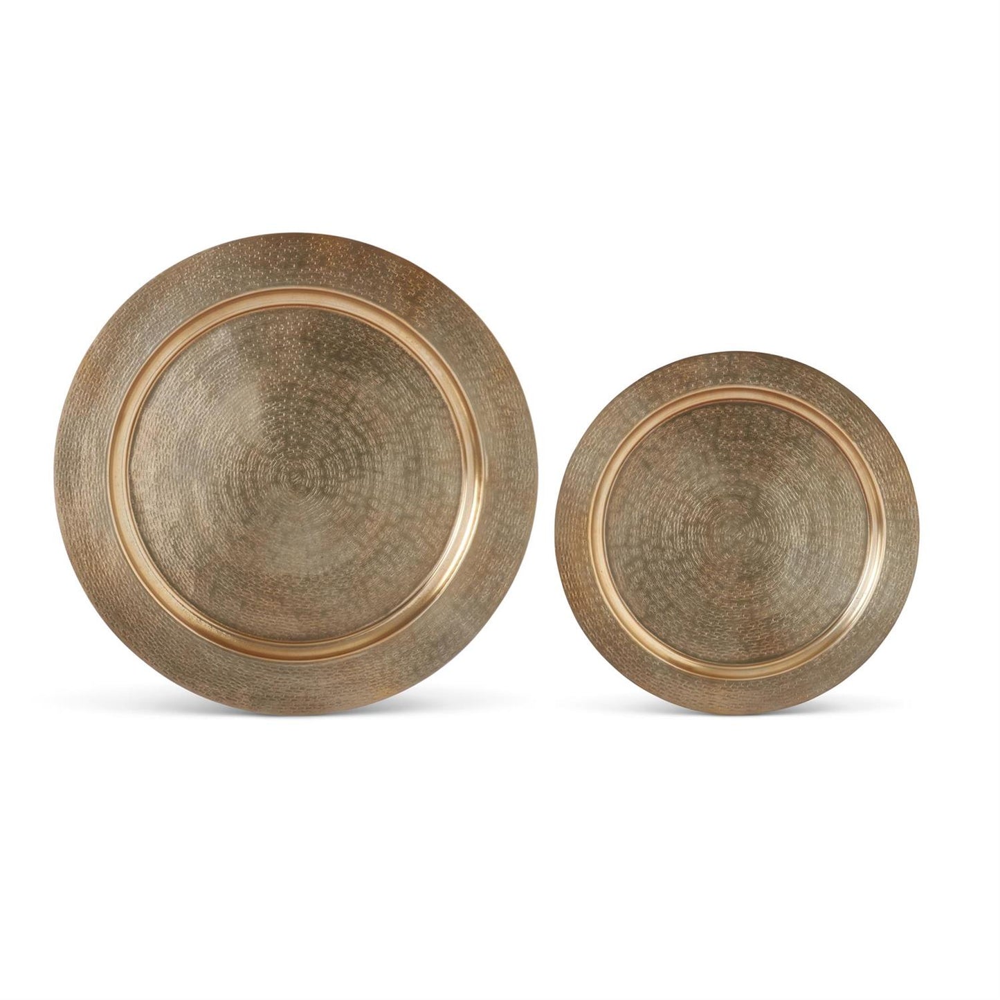 TEXTURED ANTIQUE GOLD RIMMED TRAYS 18521D-GO