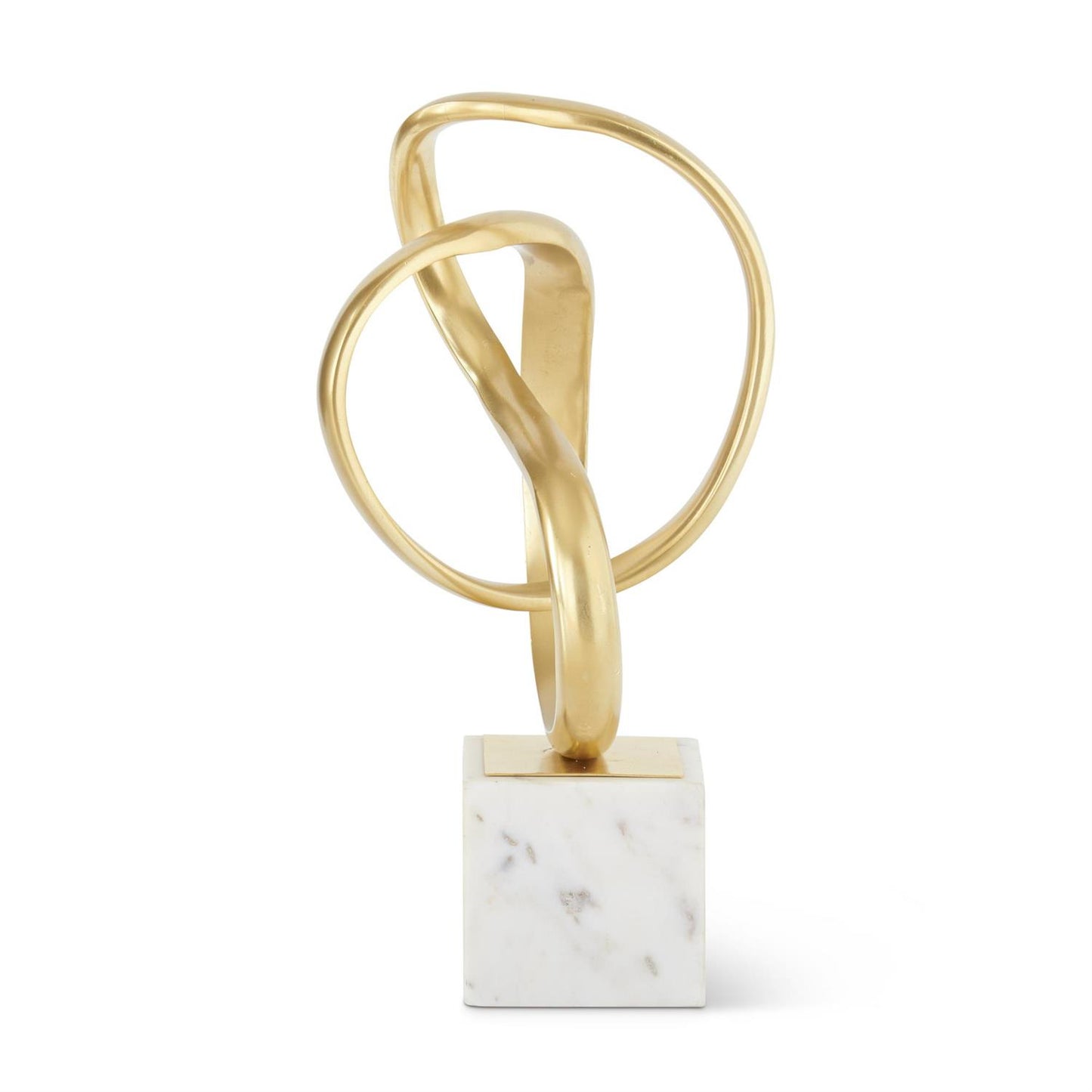18677A 15.25 Inch Gold Metal Sculpture on White Marble Base