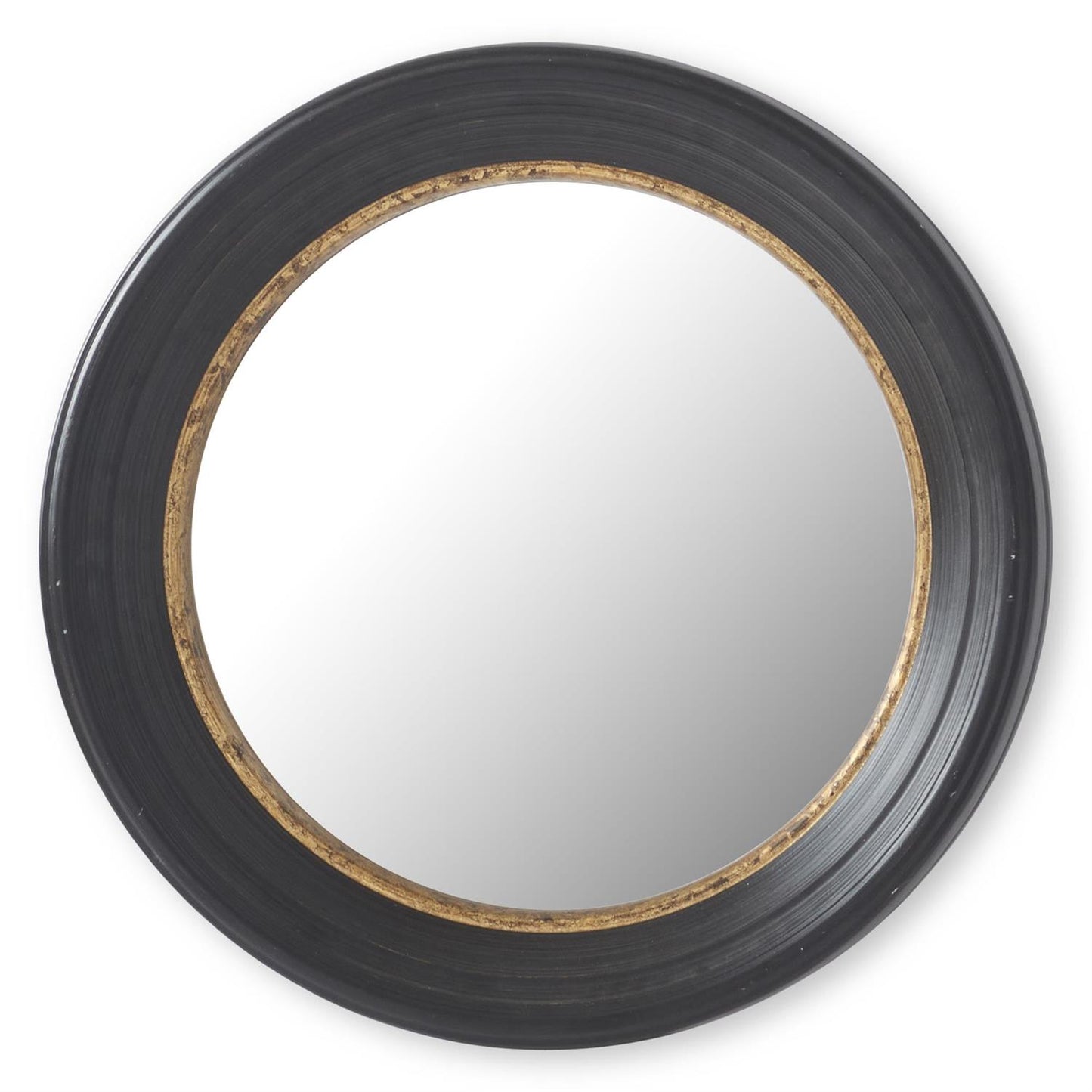 19679A 25.5 Inch Black Ribbed Gold Gilded Portal Mirror