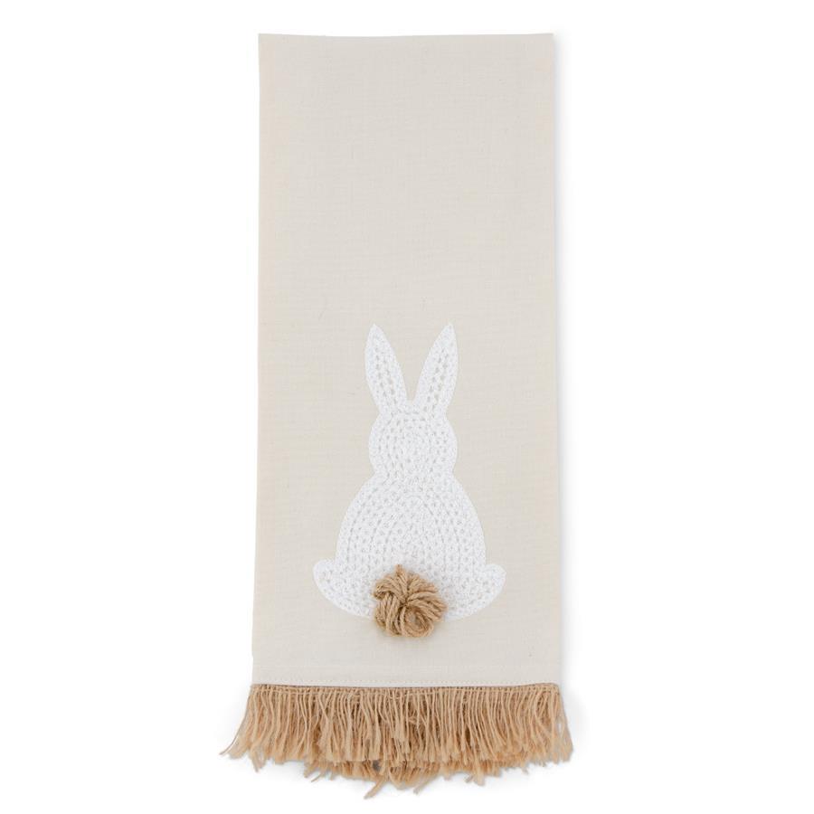 20405A 28 Inch Tan Towel w/White Embroidered Easter Bunny