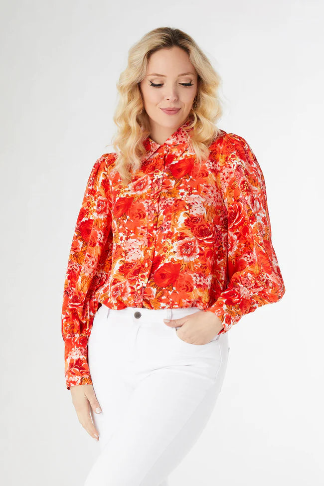 Sunset Bloom Floral Printed Blouse