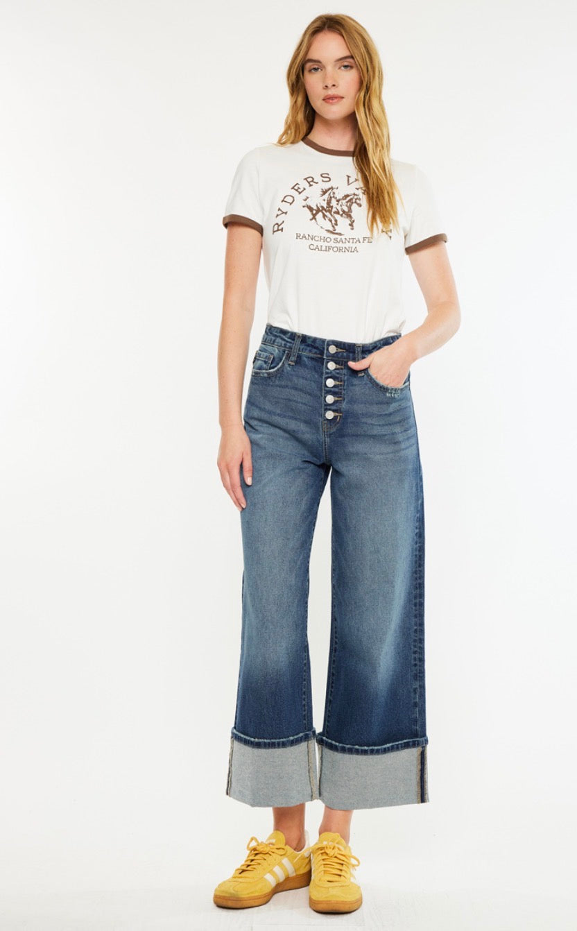 ULTRA HIGH RISE CROPPED WIDE LEG JEANS KC20102D