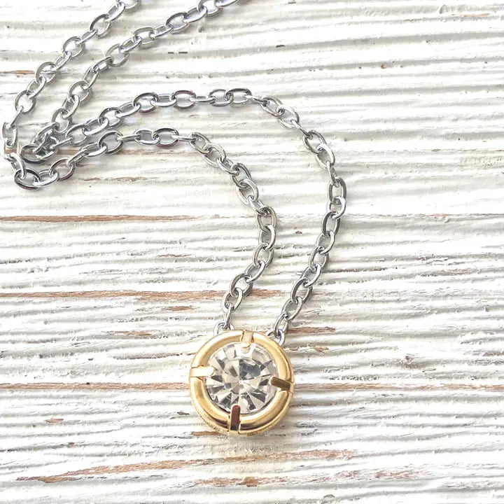 Crystal Mixed Metal Layering Necklace N24054
