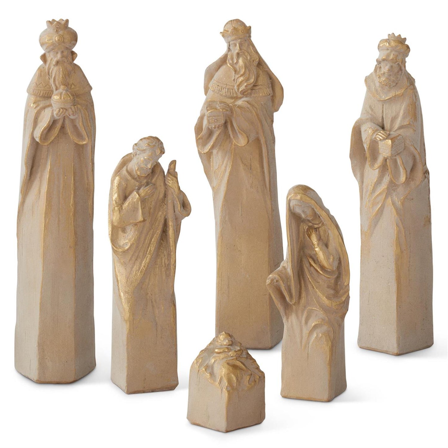 56103A Set of 6 Tan & Gold Nativity