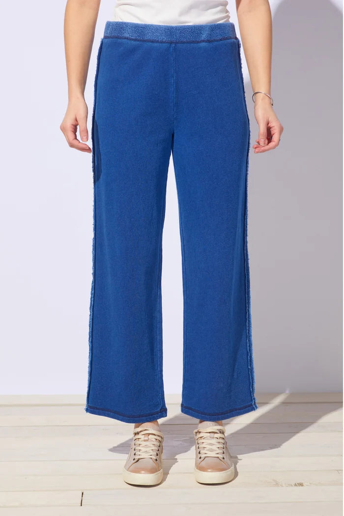 68097 COLOR WASHED TERRY CROPPED WIDE LEG
