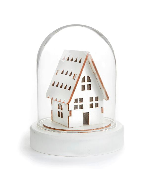 681319 GLASS DOME W LED HOUSE DECORATION