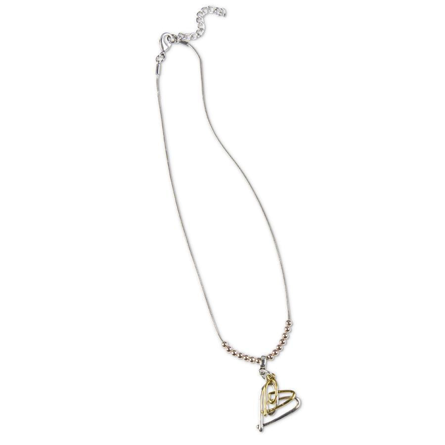 GOLD AND SILVER HEART NECKLACE 84456A