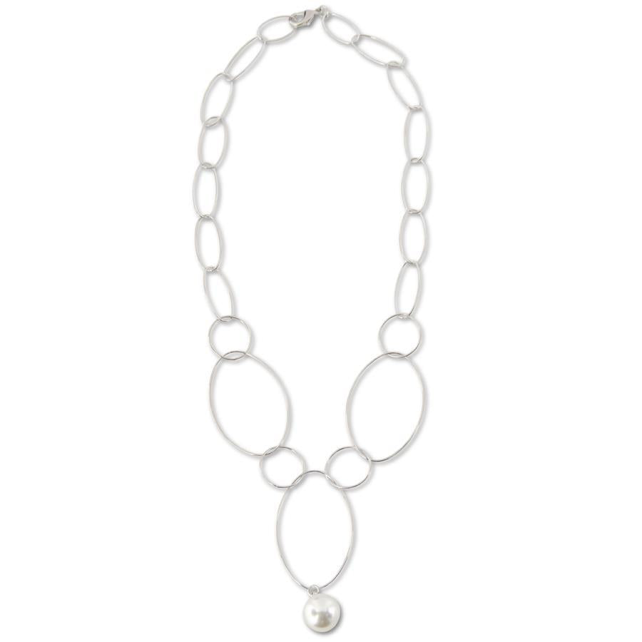 18" DELICATE CHAIN NECKLACE WITH PEARL PENDANT 84722A