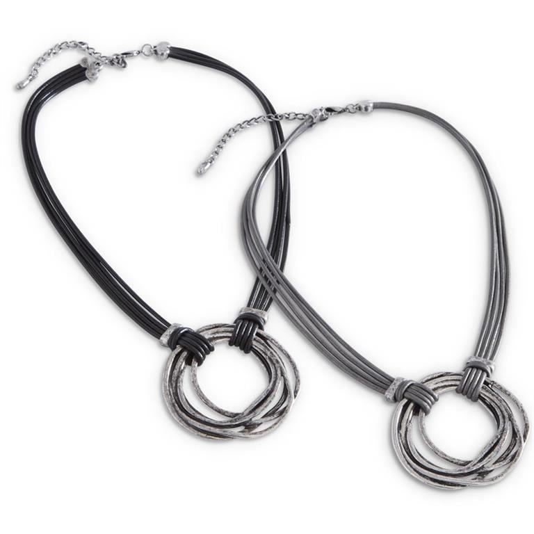 Assorted Black and Gray Circle Necklaces 84839A