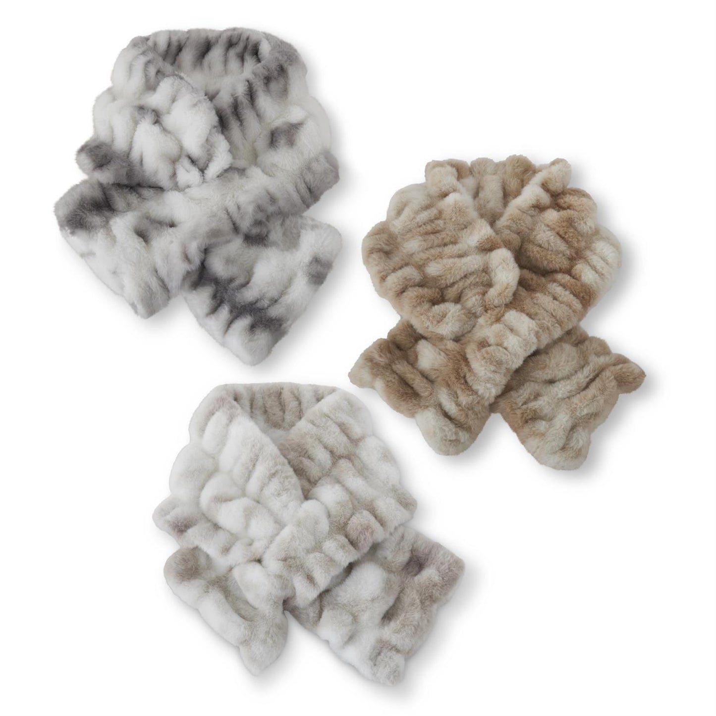 ASSORTED FAUX FUR CUT THROUGH SCARVES 85464A