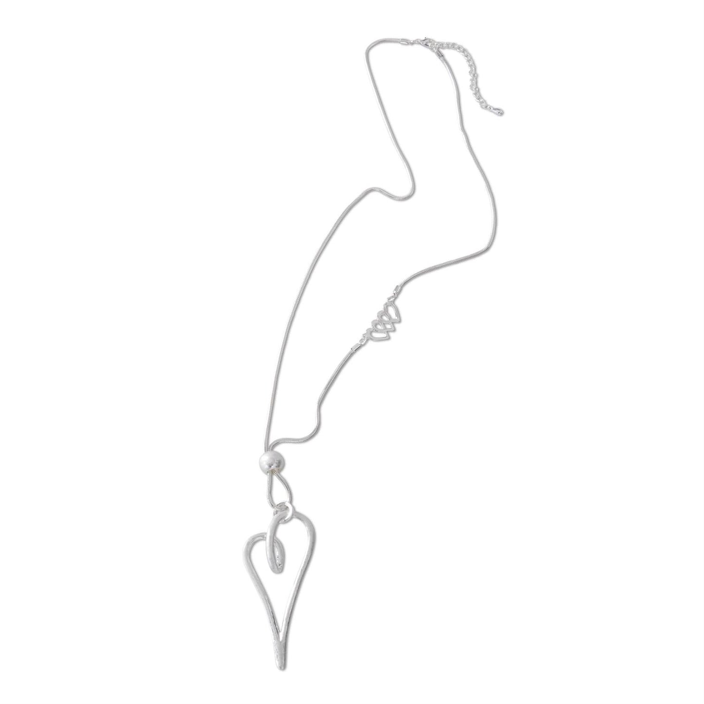 85640A Scrolled Heart Silver Pendant Necklace