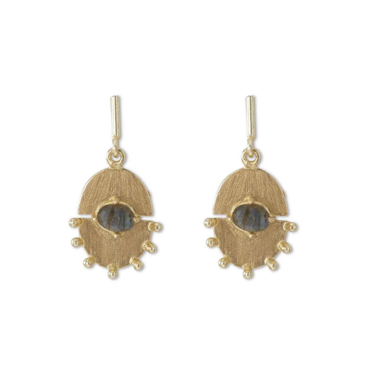 85883A Labradorite Stone Gold Oval Earrings