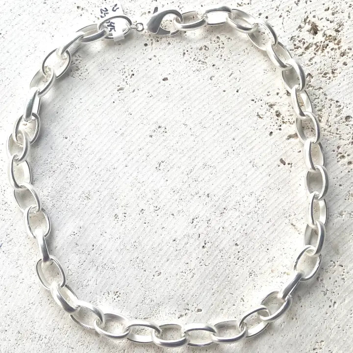 N24045 Chunky Necklace Matte Silver Statement Piece