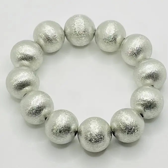 BIG BALL STRETCH BRACELET BRUSHED SILVER S109