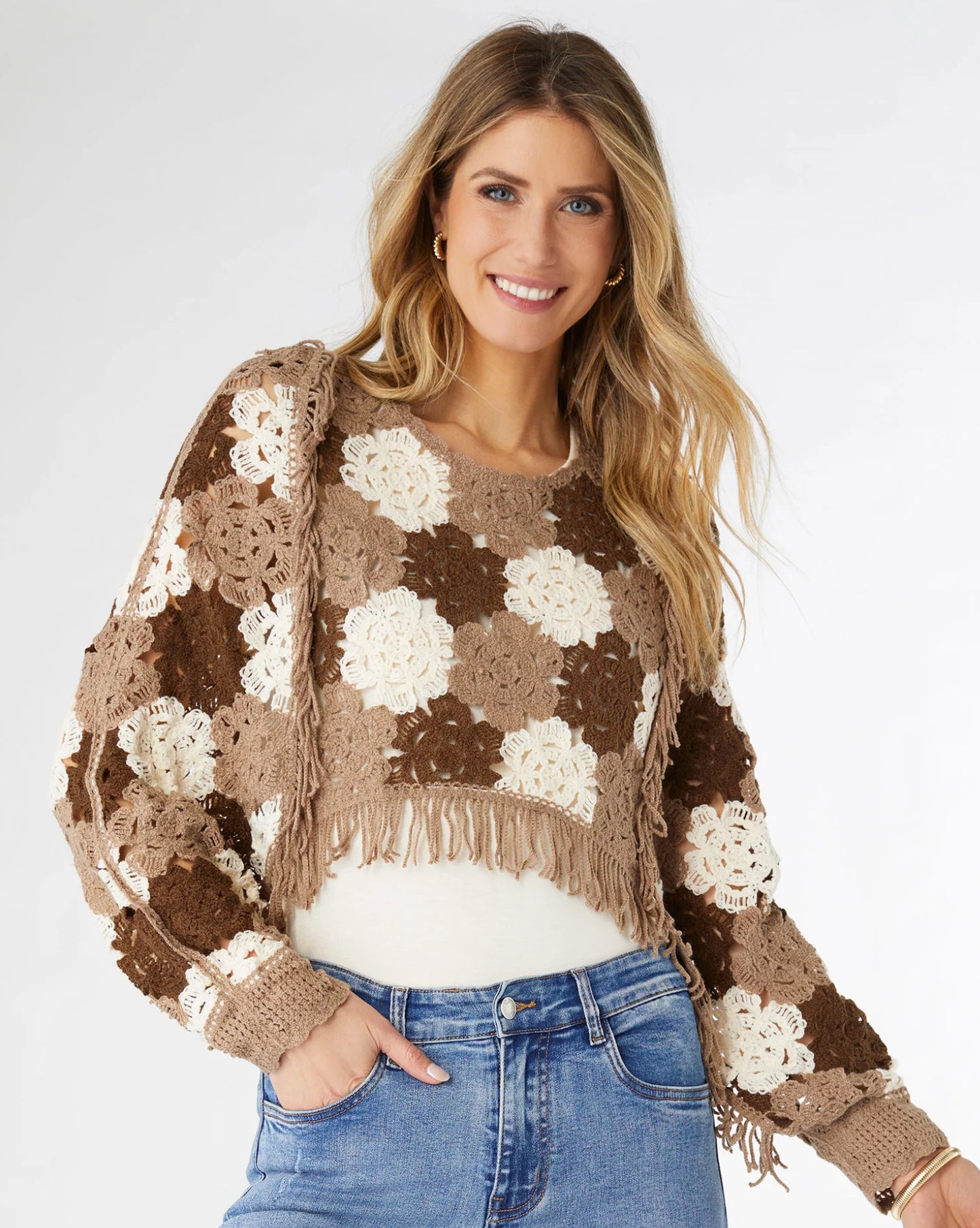 Nyla Floral Crochet Pullover Top 2519083B