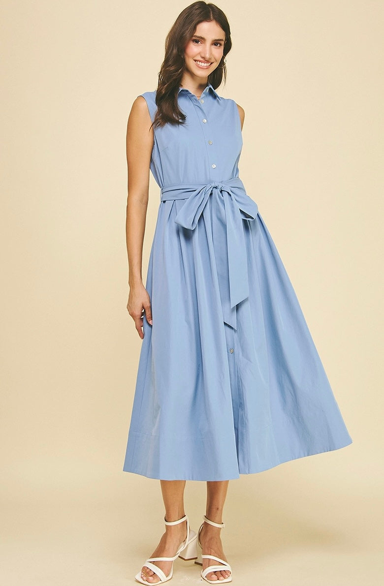6887D BUTTON DOWN FLARED DRESS