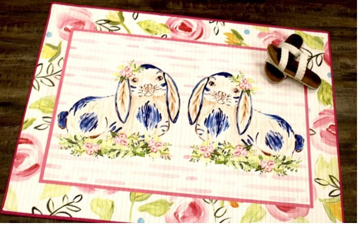 HB2038 47 X 35 BAMBOO MATT BUNNY BLOSSOMS