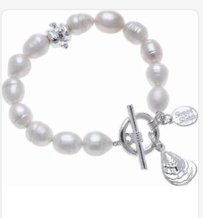 SILVER PEARL OYSTER TOGGLE BRACELET 2965S
