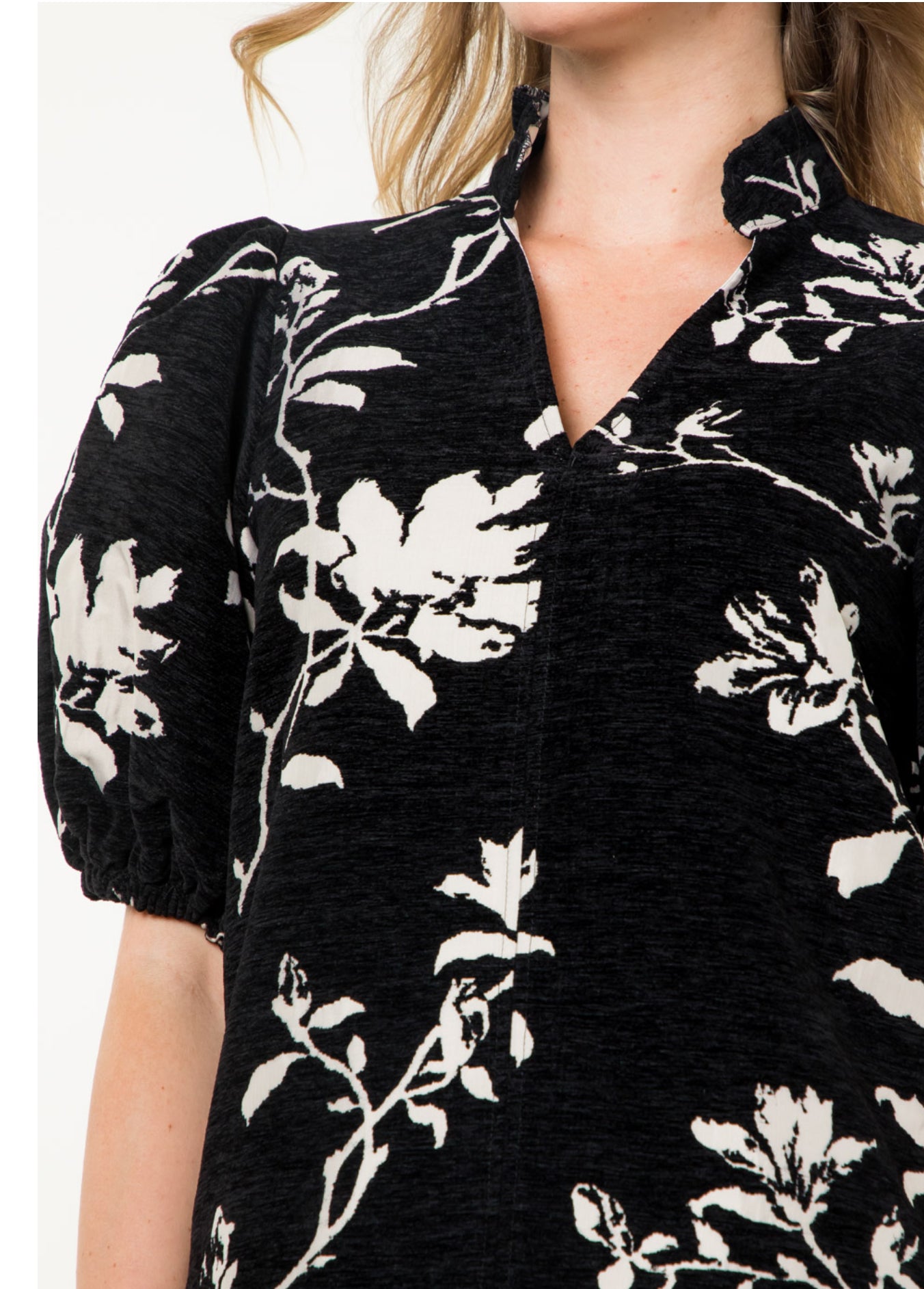 CHENILLE PUFF SLEEVE TOP WCT2839