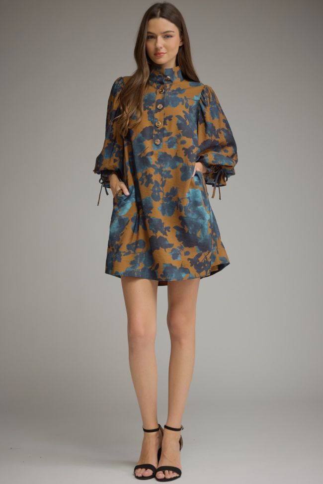 D33759 BALLOON SLEEVE MINI DRESS