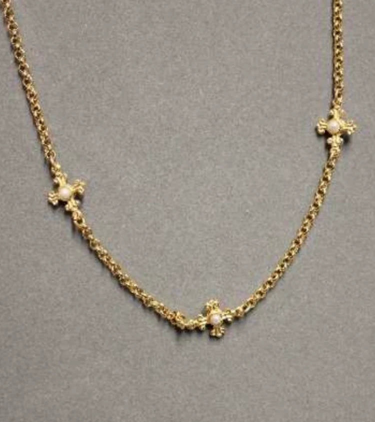 N157CZ 3 CZ CROSS NECKLACE