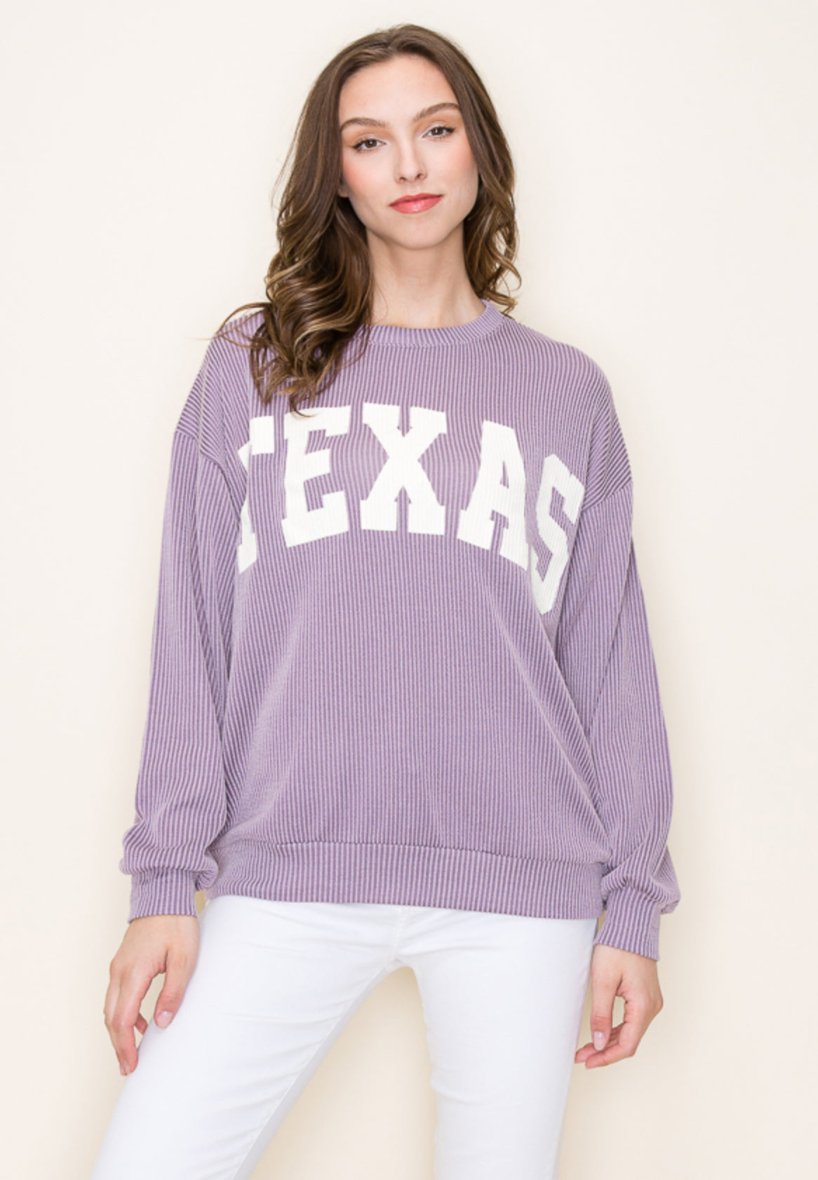 T-39993 RIBBED TEXAS GRAPHIC TOP