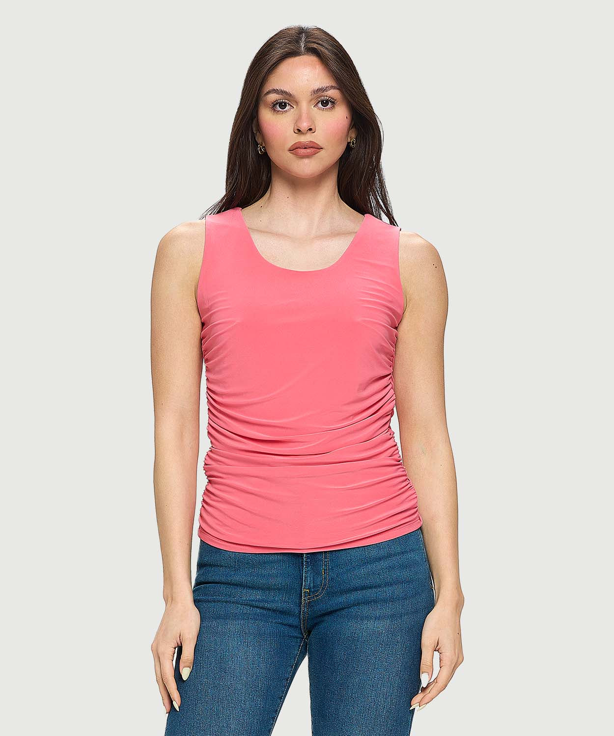 SLEEVELESS TANK WITH SIDE RUCHING MS1813