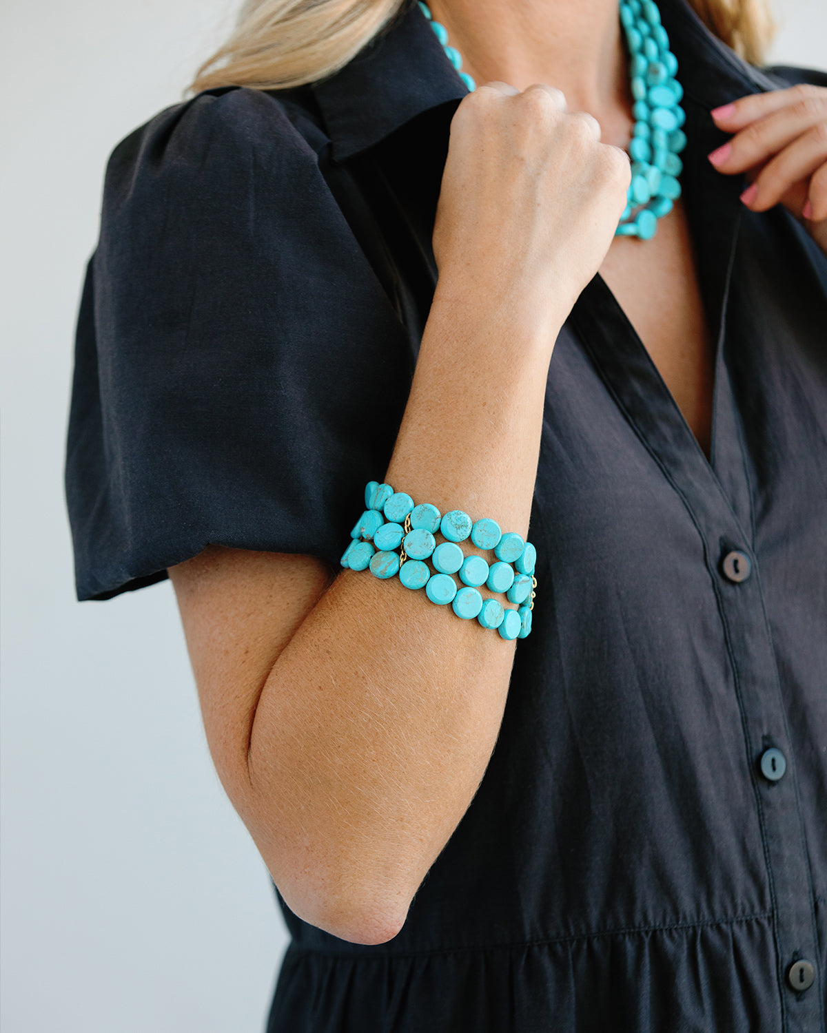 MULTI STRAND GENUINE TURQUOISE BRACELET 2895G