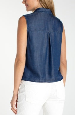 sleeveless button top with pockets LM8K79Y47