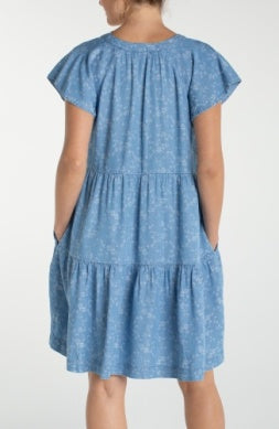 tiered flutter slv dress LM8A90TLQ indigo roses