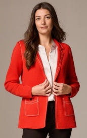 CONTRAST STITCH ELEGANT KNIT BLAZER F251122