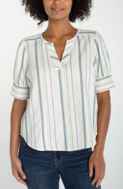 short sleeve popover woven top LM8K03WV94