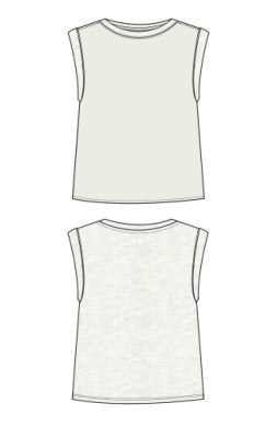 SLEEVELESS WOVEN KNIT TOP