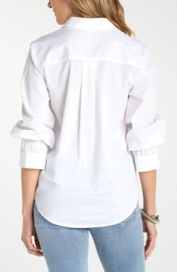 adjustable slv button front woven top LM8J54G52