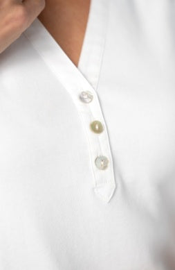 3/4 slv knit-to-woven top w/ smocking LM8L90K99
