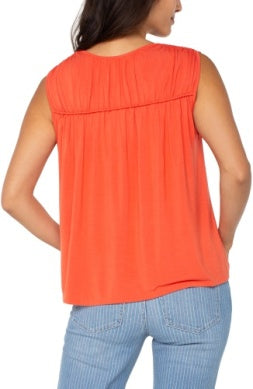 sleeveless shirred detail knit top 25" hps LM8D93VMK