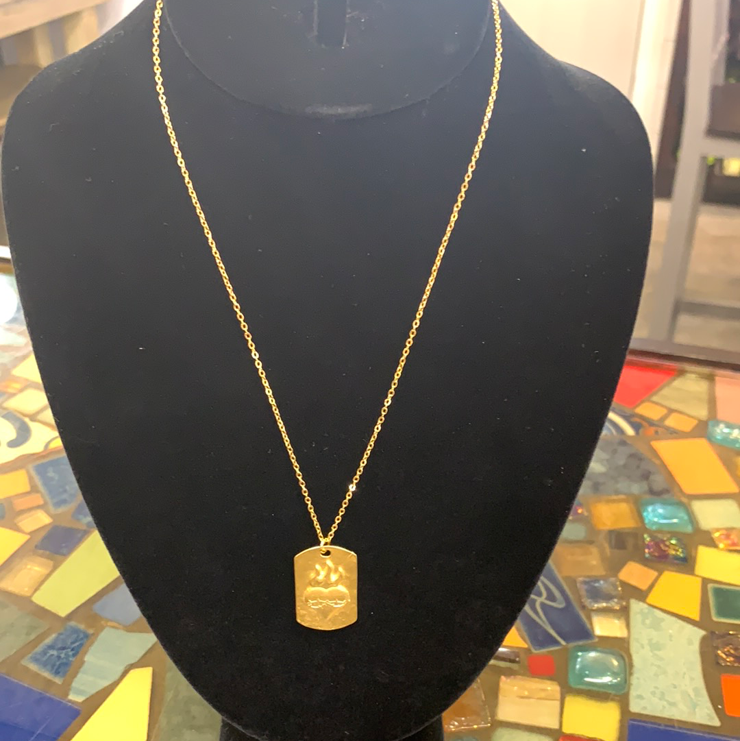 14134 18K GOLD PLATED FLAMING DOG NECKLACE