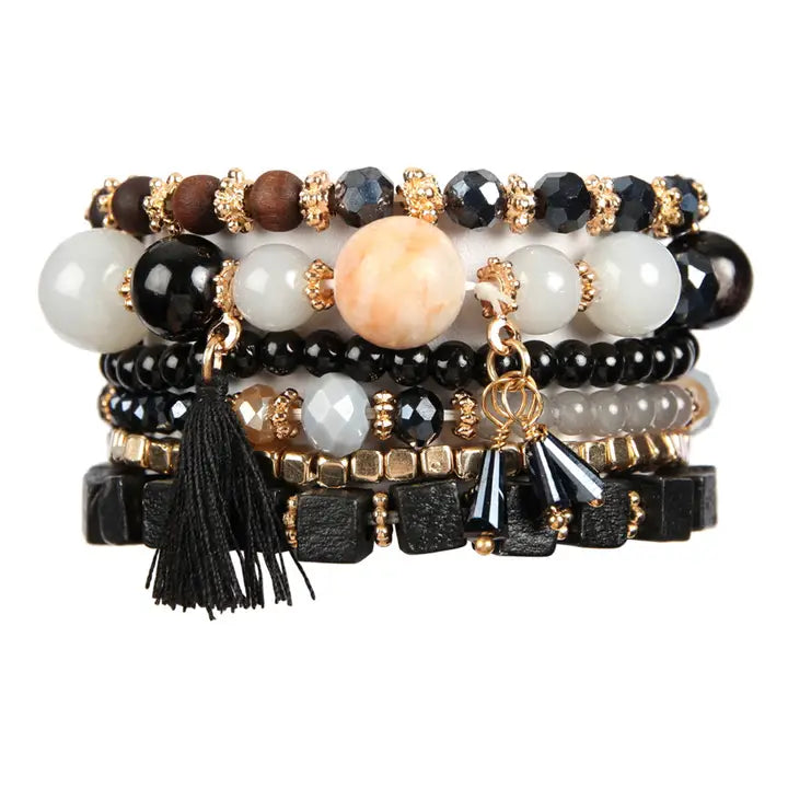 Charm Stack Bracelet BLACK ONE SIZE