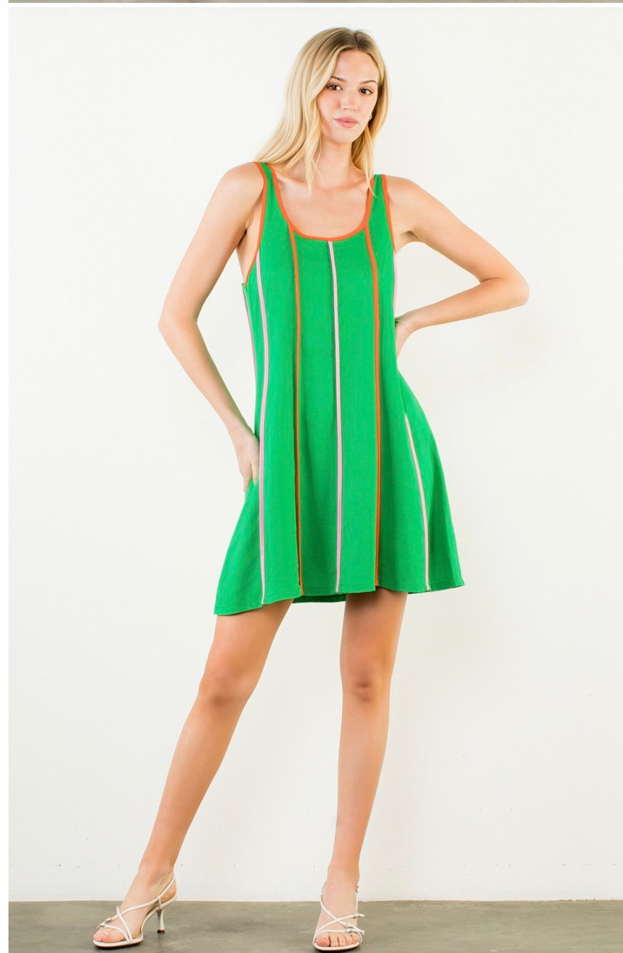 JH2388-1 THIN STRAP STRIPED DRESS