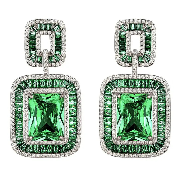 Lea Green Cz Dangle Earrings