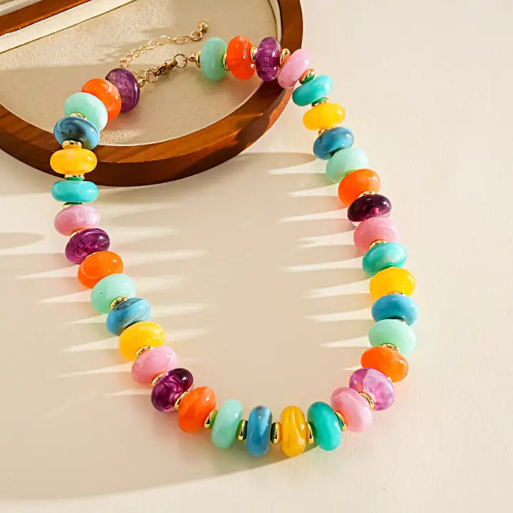 Acrylic Gradient Round Necklace Bracelet Vintage Sweet N6F096