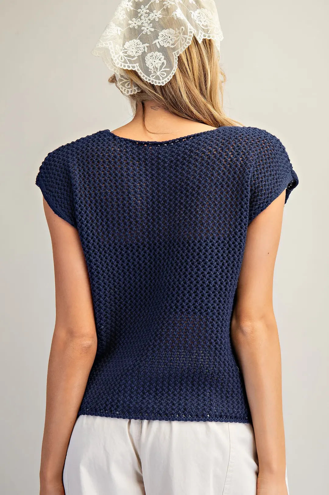SH15252 Stars & Stripes Knit Cap Sleeve Top