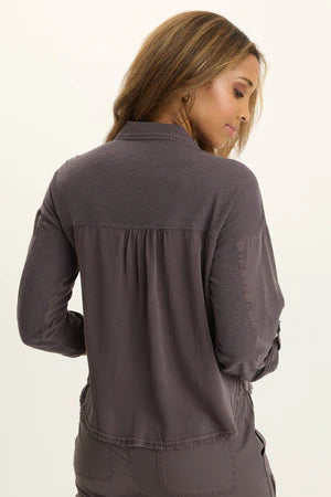 Knapp Twill Utility Button-up  in Charcoal 14728W