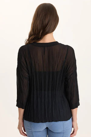 Hoyt Crinkle Pleat 3/4-Sleeve V-Neck 14750
