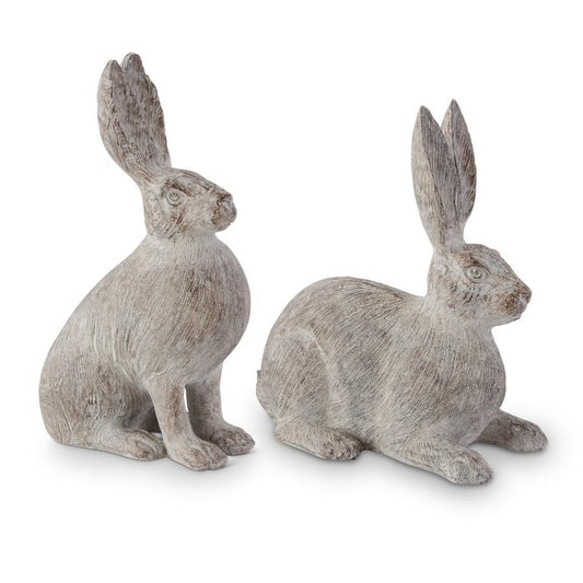 17169AAssorted Gray Resin Textured Rabbits (2 Styles)