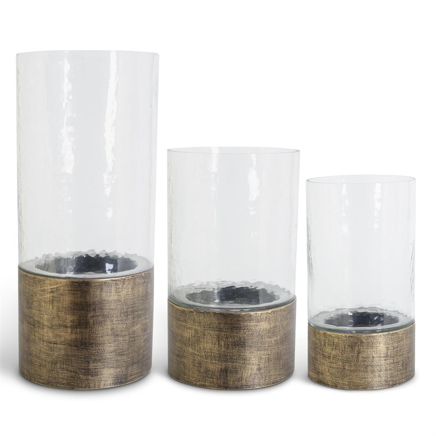 17572A WAVY GLASS HURRICANES ON COPPER METAL BASES