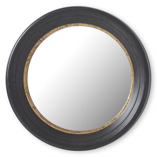 19679A  25.5 Inch Black Ribbed Gold Gilded Portal Mirror